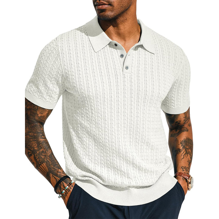 Herrpoloshirt med strukturerad design och kort ärm Eva Jonsson-Eva Jonsson