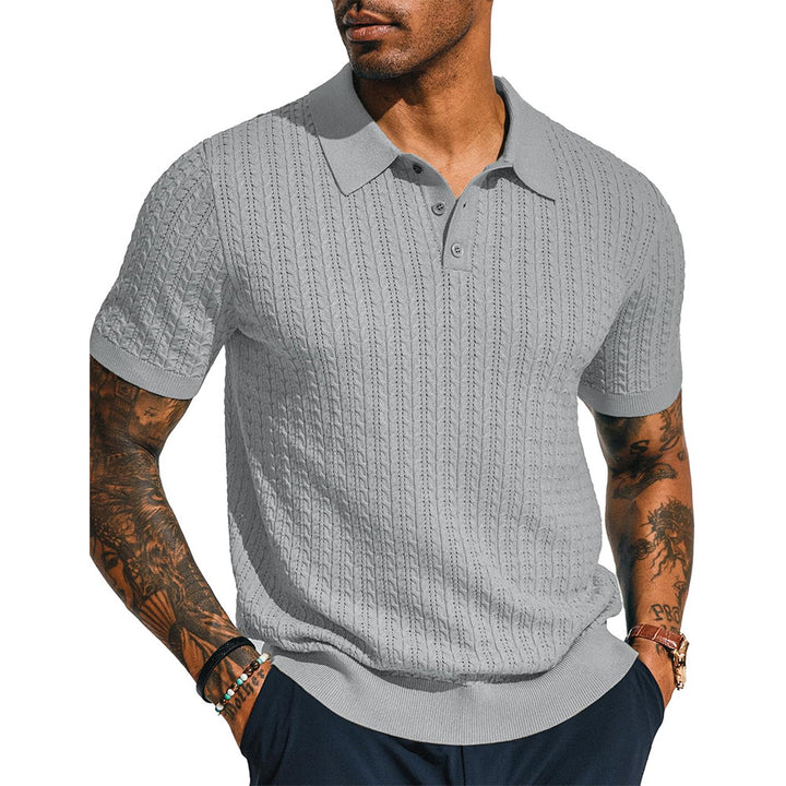 Herrpoloshirt med strukturerad design och kort ärm Eva Jonsson-Eva Jonsson