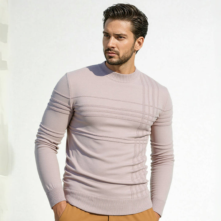 Herrpullover med modern strukturdesign och hög krage Mirla-Eva Jonsson