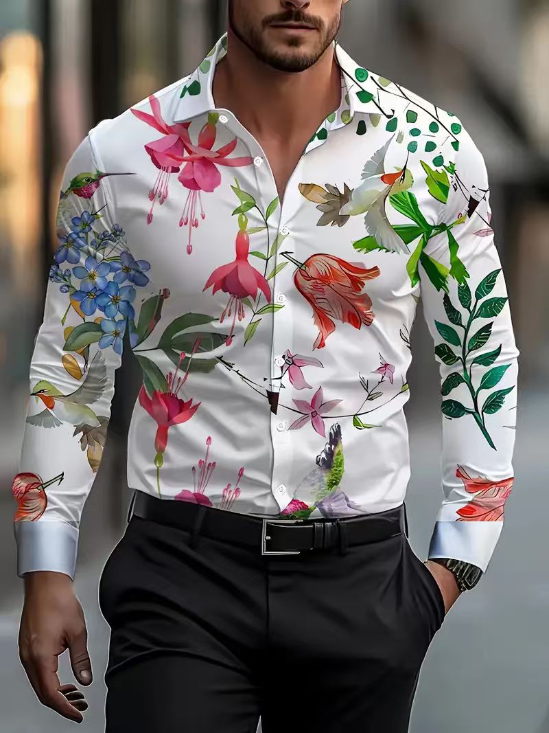 Herrskjorta med blommönster Mirla-Eva Jonsson