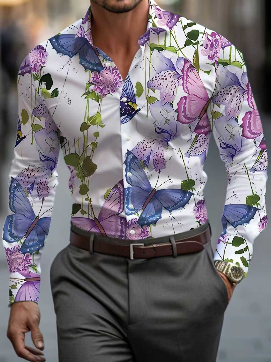 Herrskjorta med blommönster Mirla-Eva Jonsson