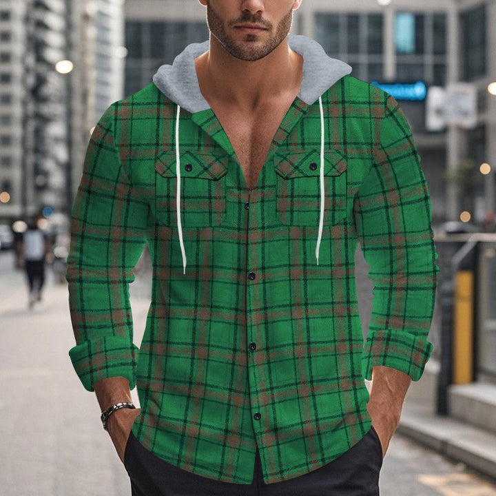 Herrskjorta med huva i rutigt tyg och trendiga detaljer Eva Jonsson-Eva Jonsson