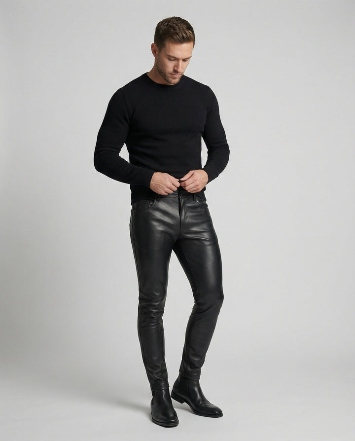 Herrskonstläderbyxor Slim Fit-Eva Jonsson