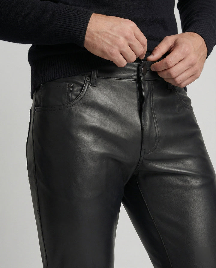 Herrskonstläderbyxor Slim Fit-Eva Jonsson