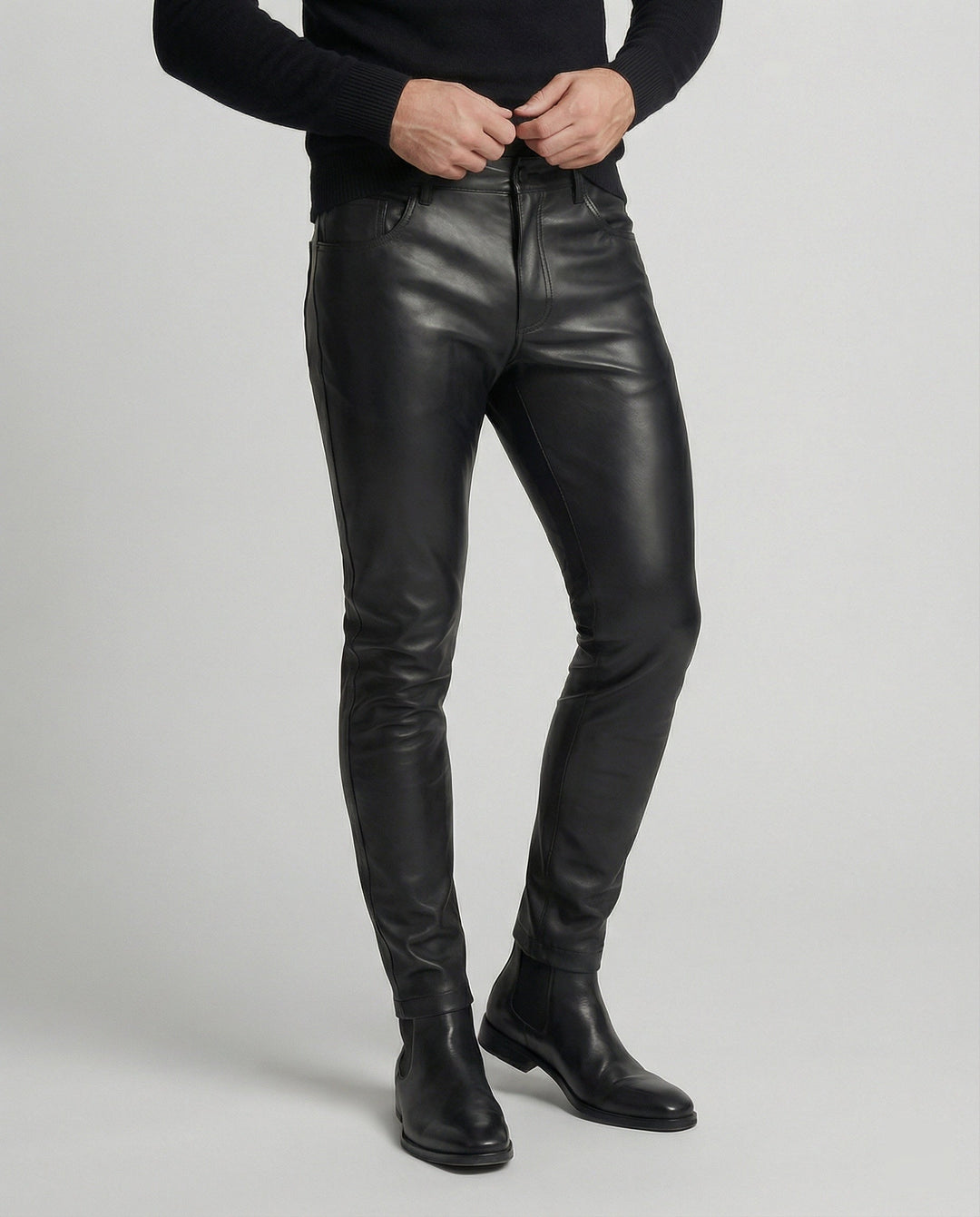 Herrskonstläderbyxor Slim Fit-Eva Jonsson