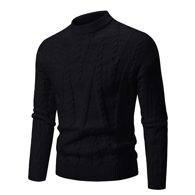 Herrstickad sweater med klassisk flätdesign och hög krage Mirla-Eva Jonsson