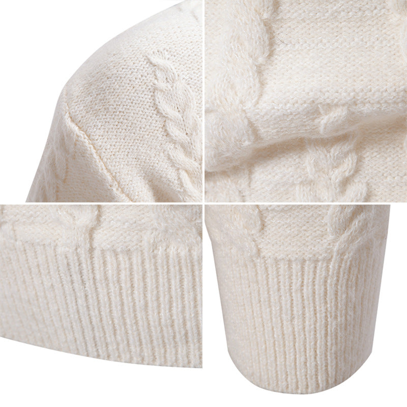 Herrstickad sweater med klassisk flätdesign och hög krage Mirla-Eva Jonsson