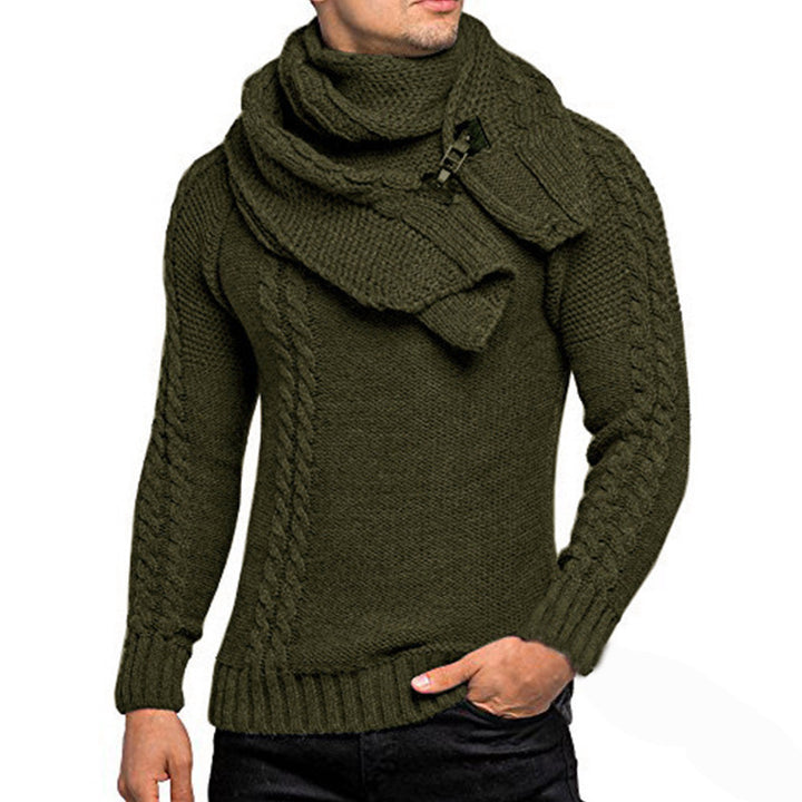 Herrstickad tröja med elegant flätmönster och moderiktig scarf Mirla-Eva Jonsson