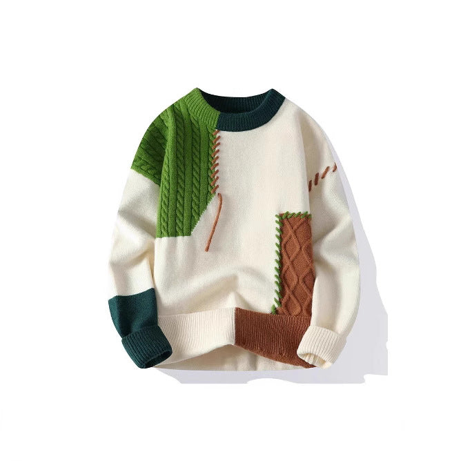 Herrstickad tröja med kreativt mönster och strukturerade accenter Mirla-Eva Jonsson