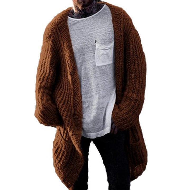 Herrstor stort virkade cardigan med djup utskärning och strukturerad design Mirla-Eva Jonsson