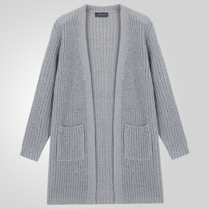 Herrstor stort virkade cardigan med djup utskärning och strukturerad design Mirla-Eva Jonsson
