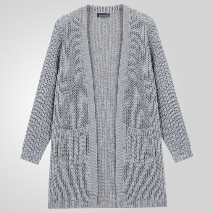Herrstor stort virkade cardigan med djup utskärning och strukturerad design Mirla-Eva Jonsson