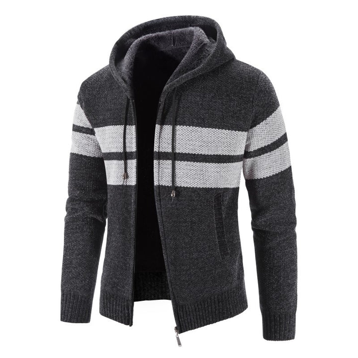 Herrtröja med huva och modern randig mönster Mirla-Eva Jonsson