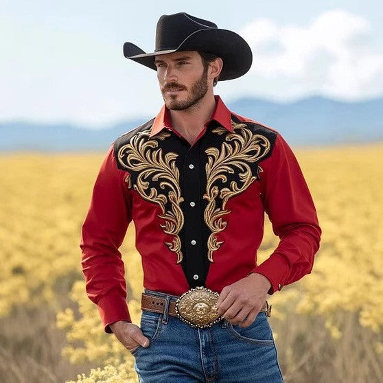 Herrwesternskjorta med konstfull broderi Mirla-Eva Jonsson
