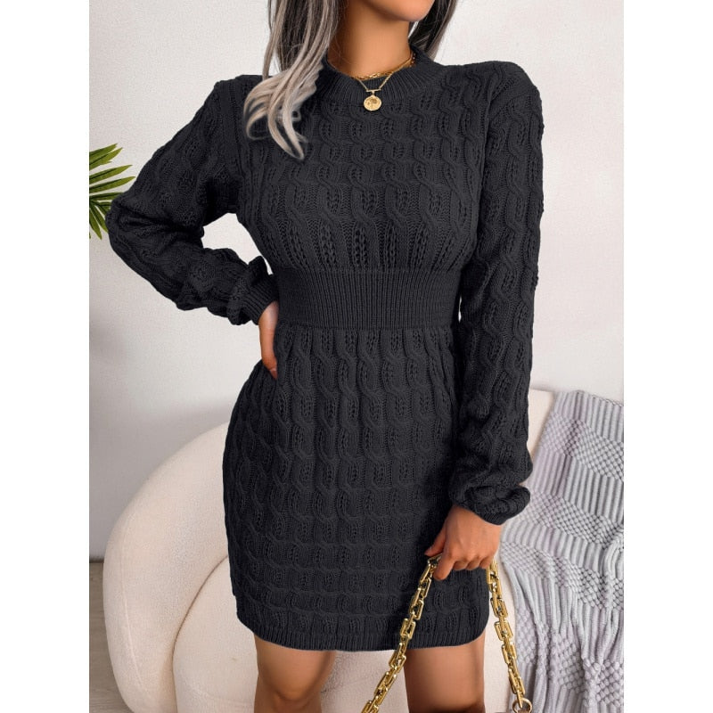 Hina Klänning | Bodycon damklänning stickad varm-Eva Jonsson