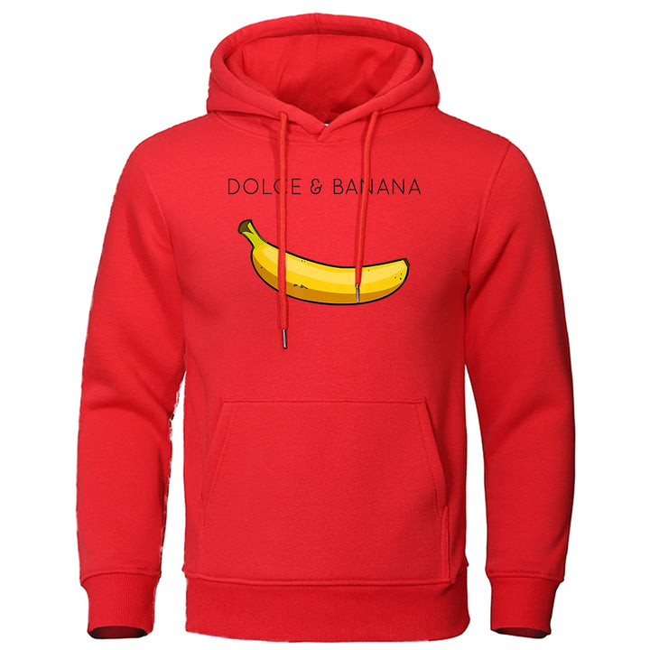 Hoodie | Bananmönster | Dragsko | Pullover Hoodie | Avslappnad Hoodie-Eva Jonsson