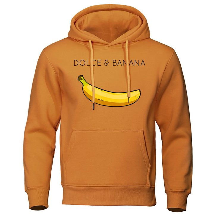 Hoodie | Bananmönster | Dragsko | Pullover Hoodie | Avslappnad Hoodie-Eva Jonsson