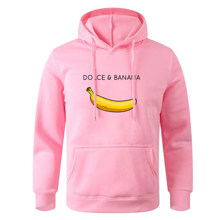 Hoodie | Bananmönster | Dragsko | Pullover Hoodie | Avslappnad Hoodie-Eva Jonsson