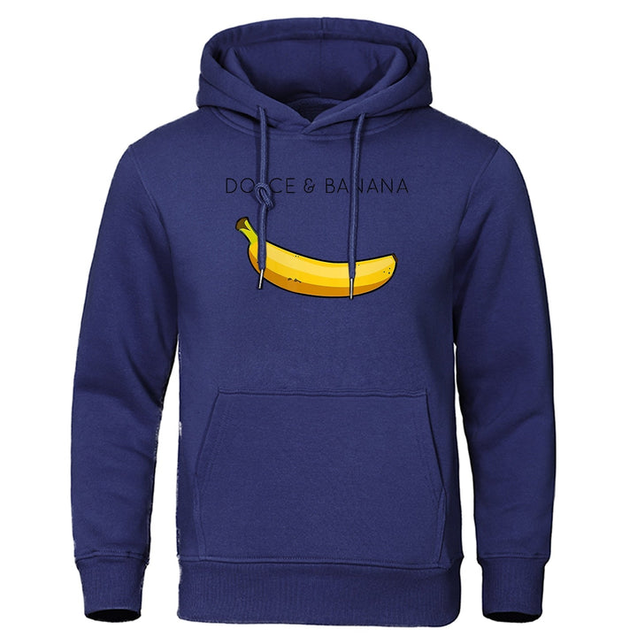 Hoodie | Bananmönster | Dragsko | Pullover Hoodie | Avslappnad Hoodie-Eva Jonsson