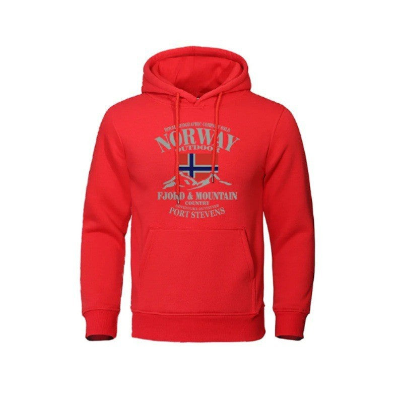 Hoodie för män med slående utomhustryck och bekväm passform Mirla-Eva Jonsson