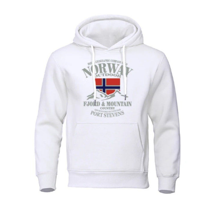Hoodie för män med slående utomhustryck och bekväm passform Mirla-Eva Jonsson