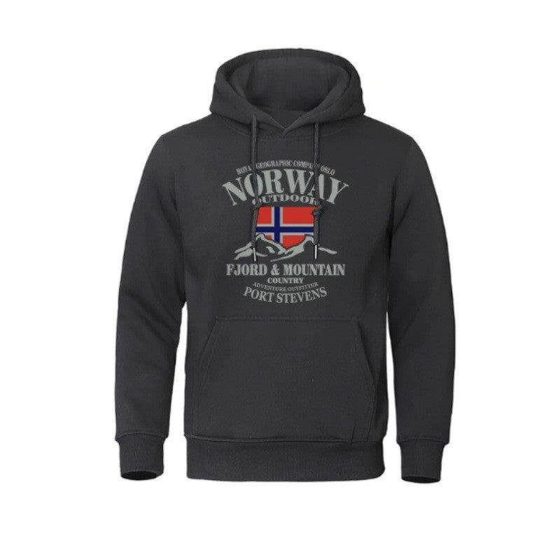 Hoodie för män med slående utomhustryck och bekväm passform Mirla-Eva Jonsson