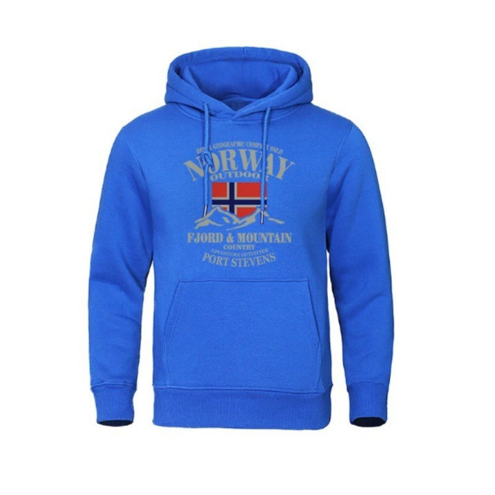 Hoodie för män med slående utomhustryck och bekväm passform Mirla-Eva Jonsson