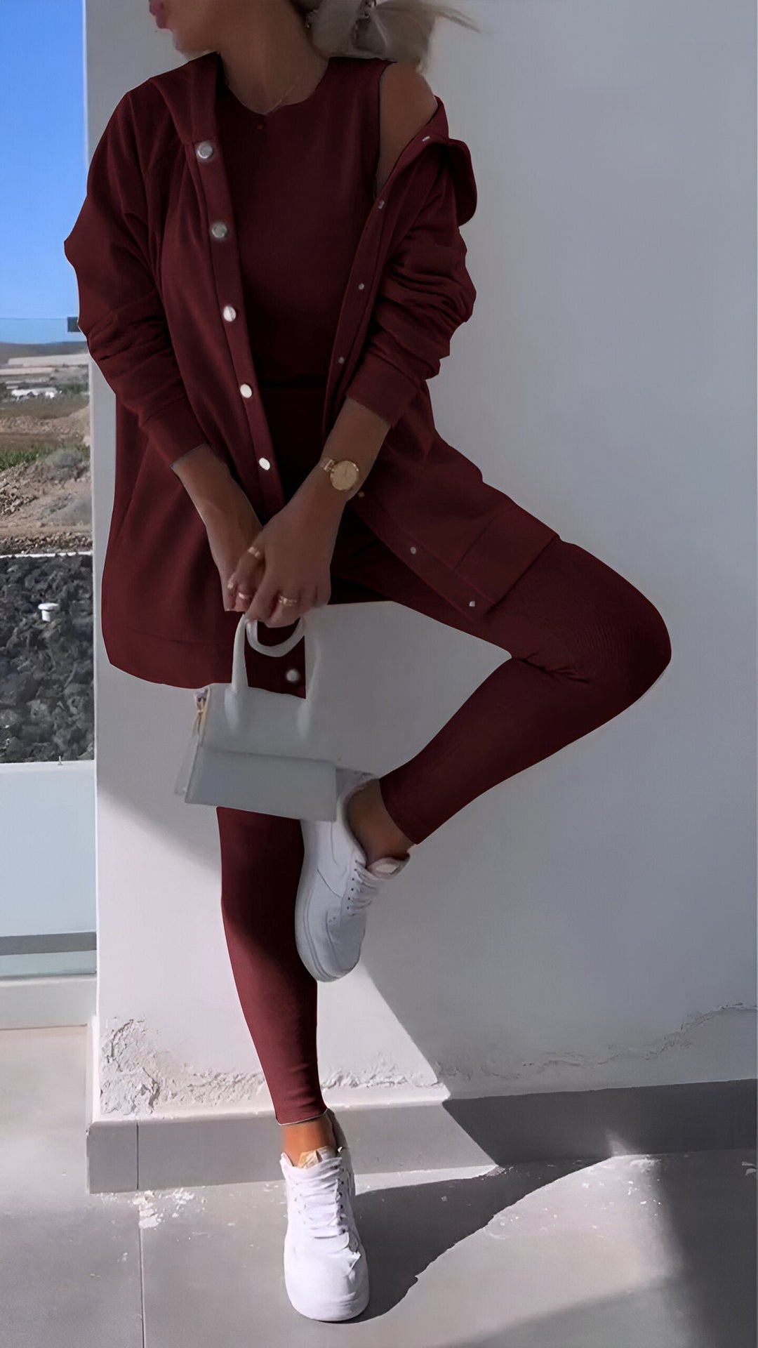 Hoodie och Leggings Set | Button-Up | Oversized Hoodie | Co-Ord Set | Damkläder-Eva Jonsson