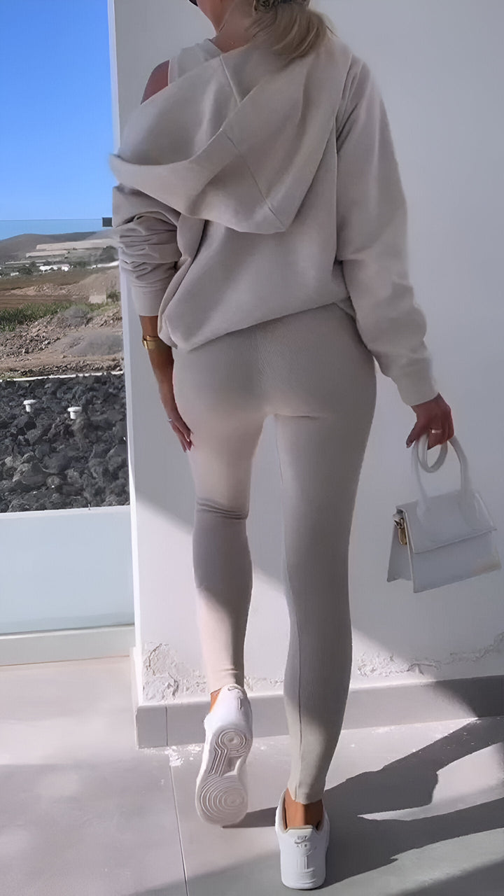 Hoodie och Leggings Set | Button-Up | Oversized Hoodie | Co-Ord Set | Damkläder-Eva Jonsson