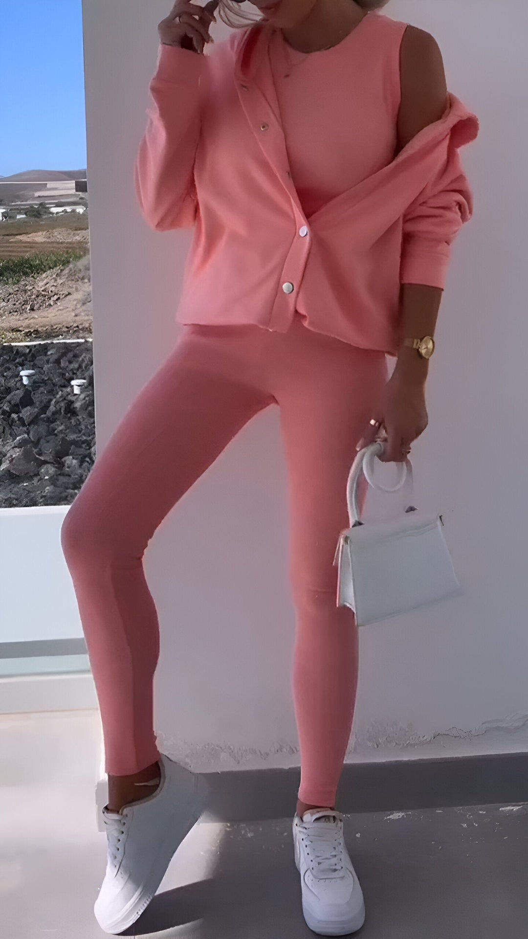 Hoodie och Leggings Set | Button-Up | Oversized Hoodie | Co-Ord Set | Damkläder-Eva Jonsson