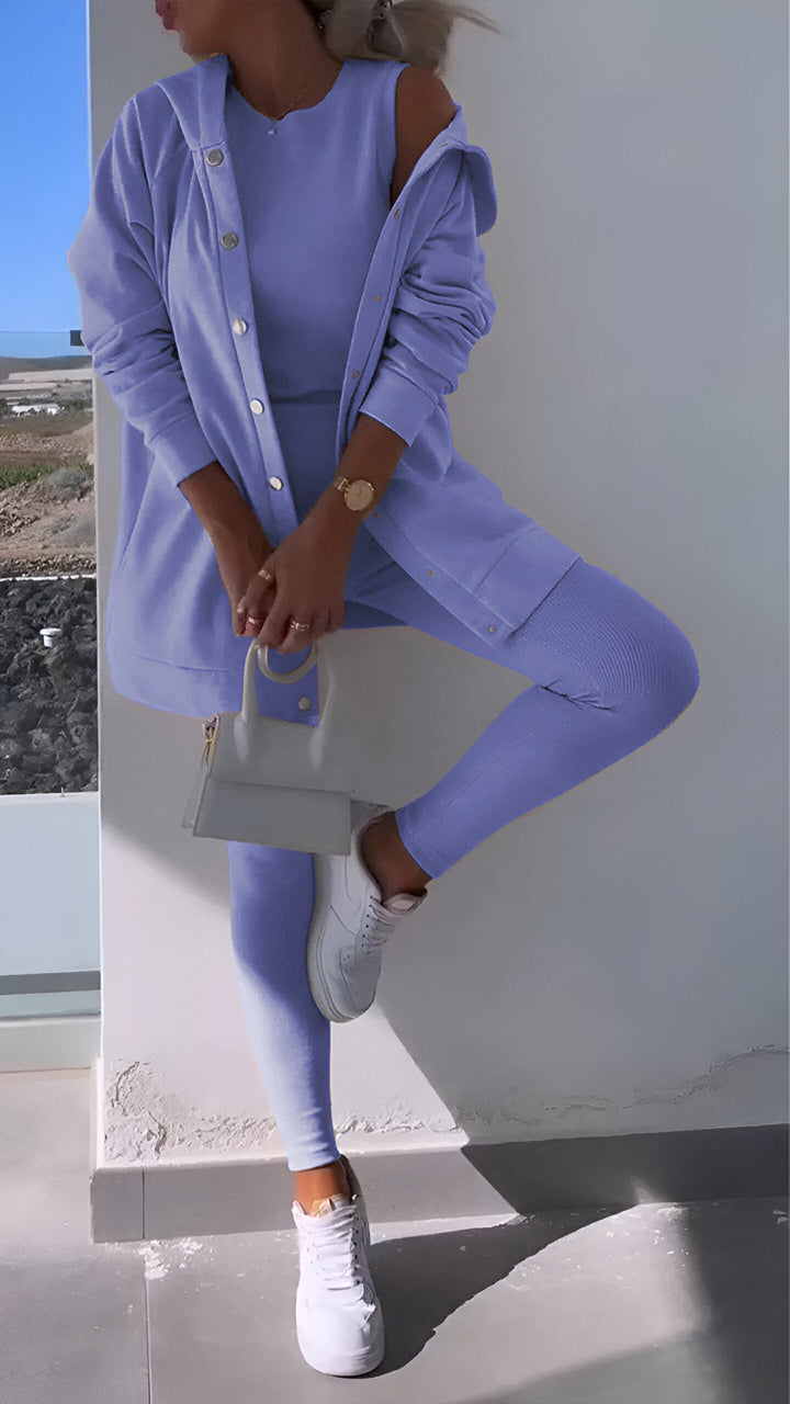 Hoodie och Leggings Set | Button-Up | Oversized Hoodie | Co-Ord Set | Damkläder-Eva Jonsson