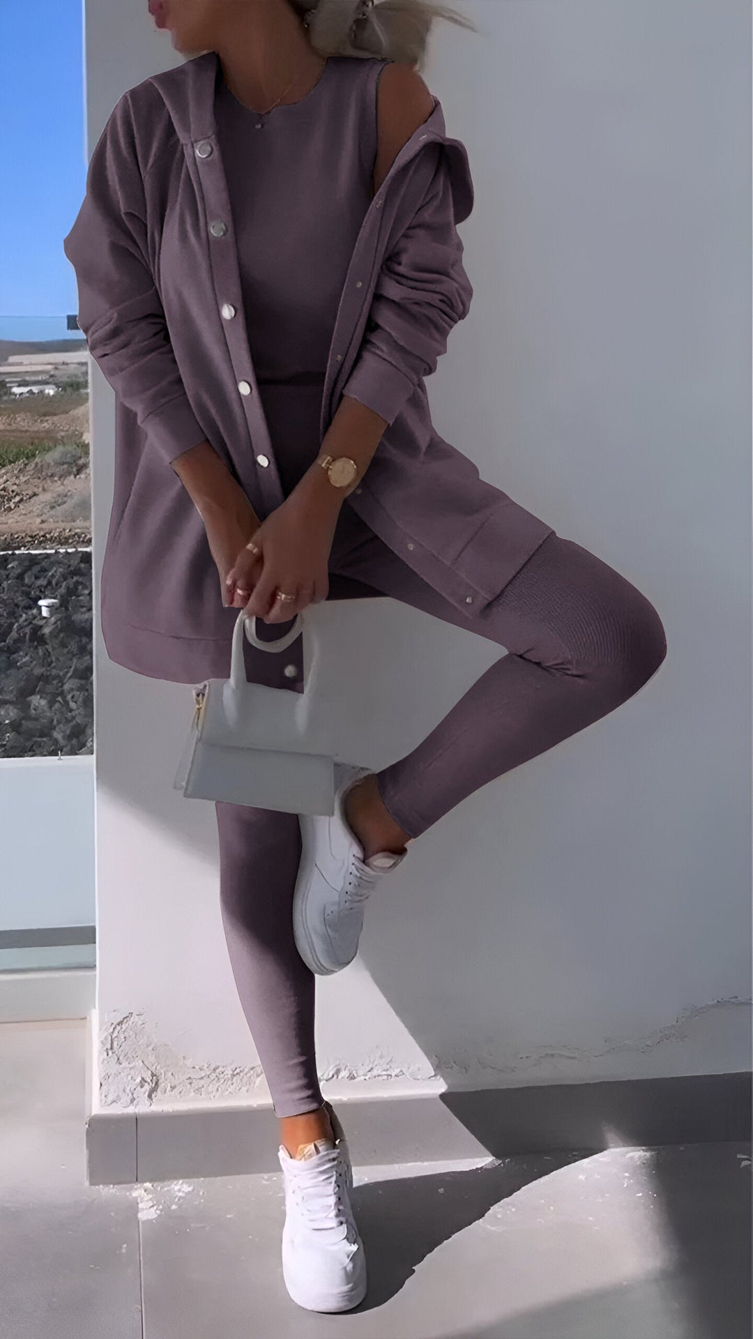 Hoodie och Leggings Set | Button-Up | Oversized Hoodie | Co-Ord Set | Damkläder-Eva Jonsson
