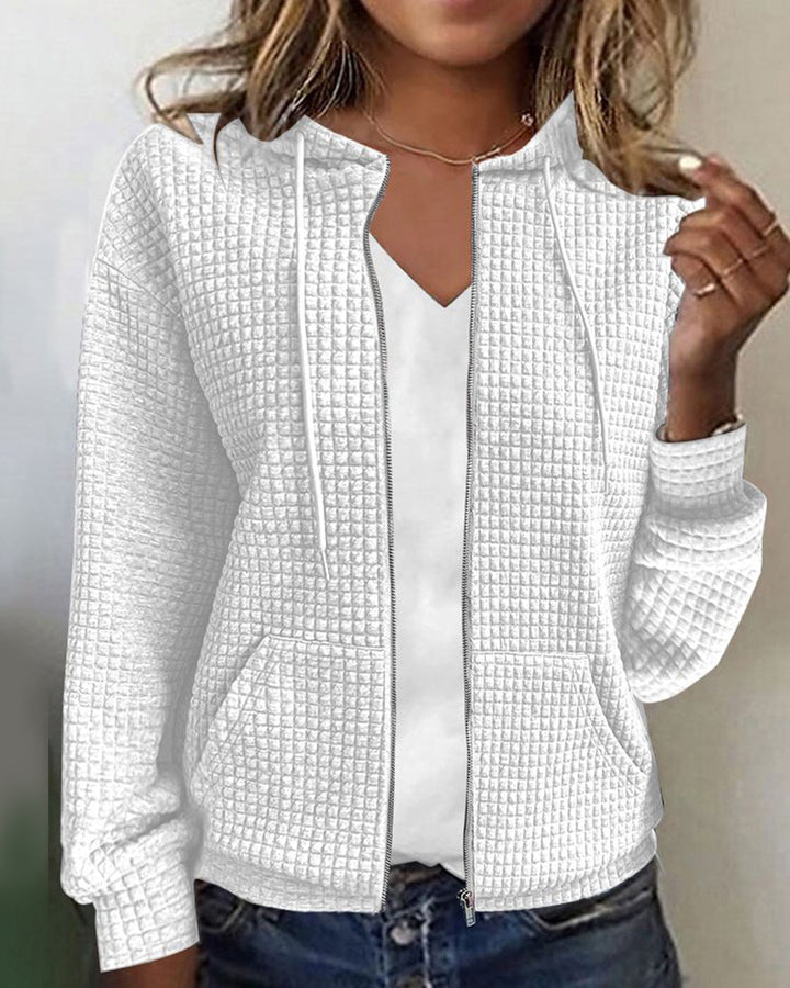 Huvtröja med dragkedja - Casual - Fickor - Zip Sweater - Damkläder-Eva Jonsson