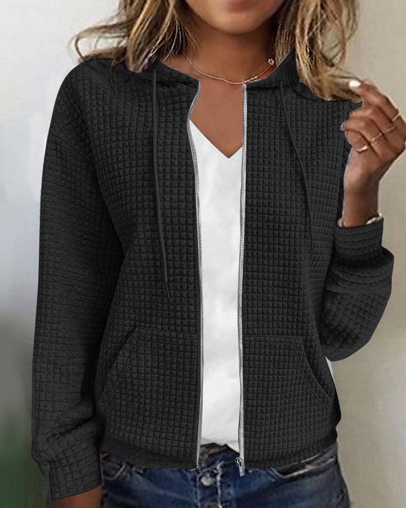 Huvtröja med dragkedja - Casual - Fickor - Zip Sweater - Damkläder-Eva Jonsson