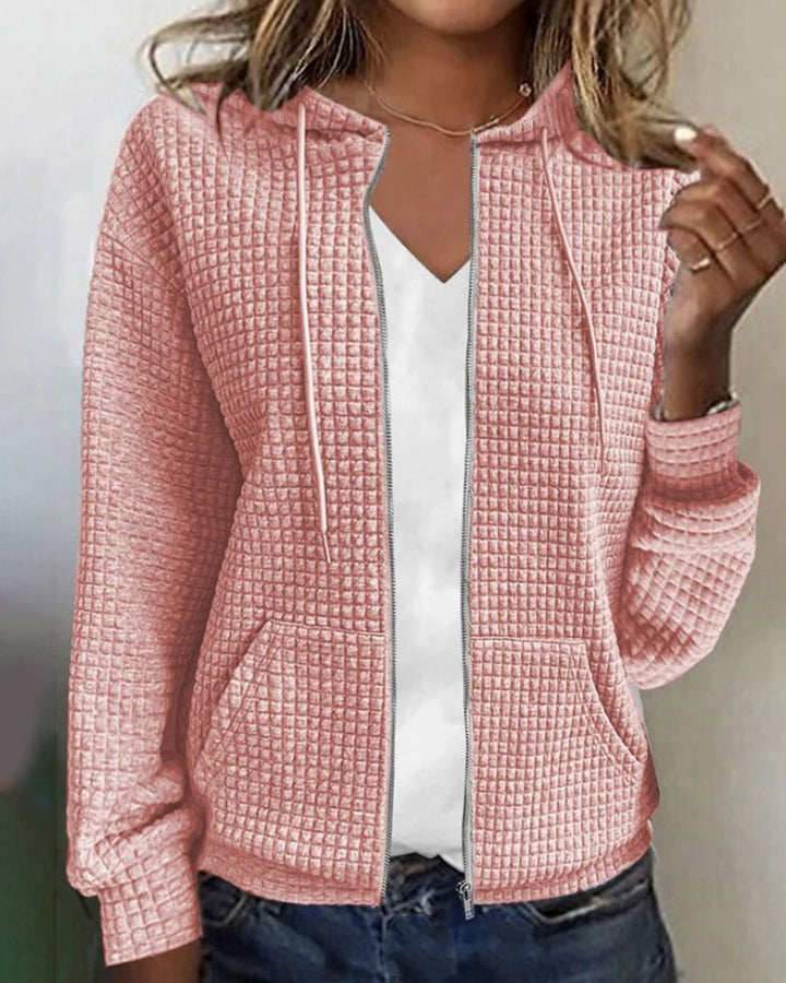 Huvtröja med dragkedja - Casual - Fickor - Zip Sweater - Damkläder-Eva Jonsson