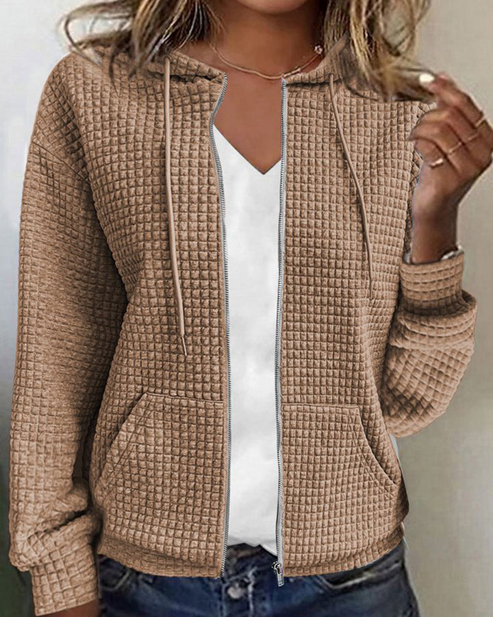 Huvtröja med dragkedja - Casual - Fickor - Zip Sweater - Damkläder-Eva Jonsson