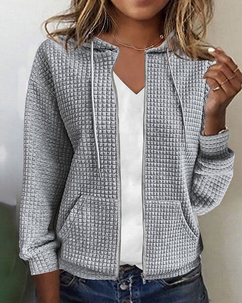 Huvtröja med dragkedja - Casual - Fickor - Zip Sweater - Damkläder-Eva Jonsson