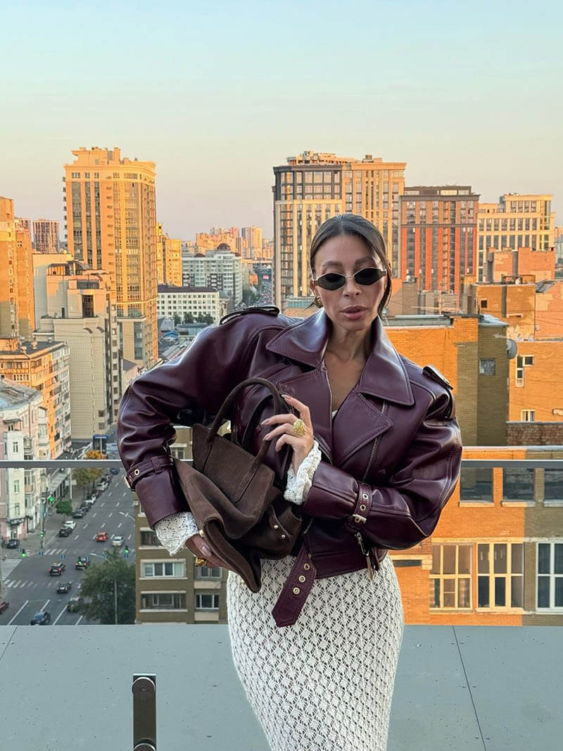 Jacka i konstläder | Cropped | Bälte | Faux Leather Jacka | Damjackor-Eva Jonsson
