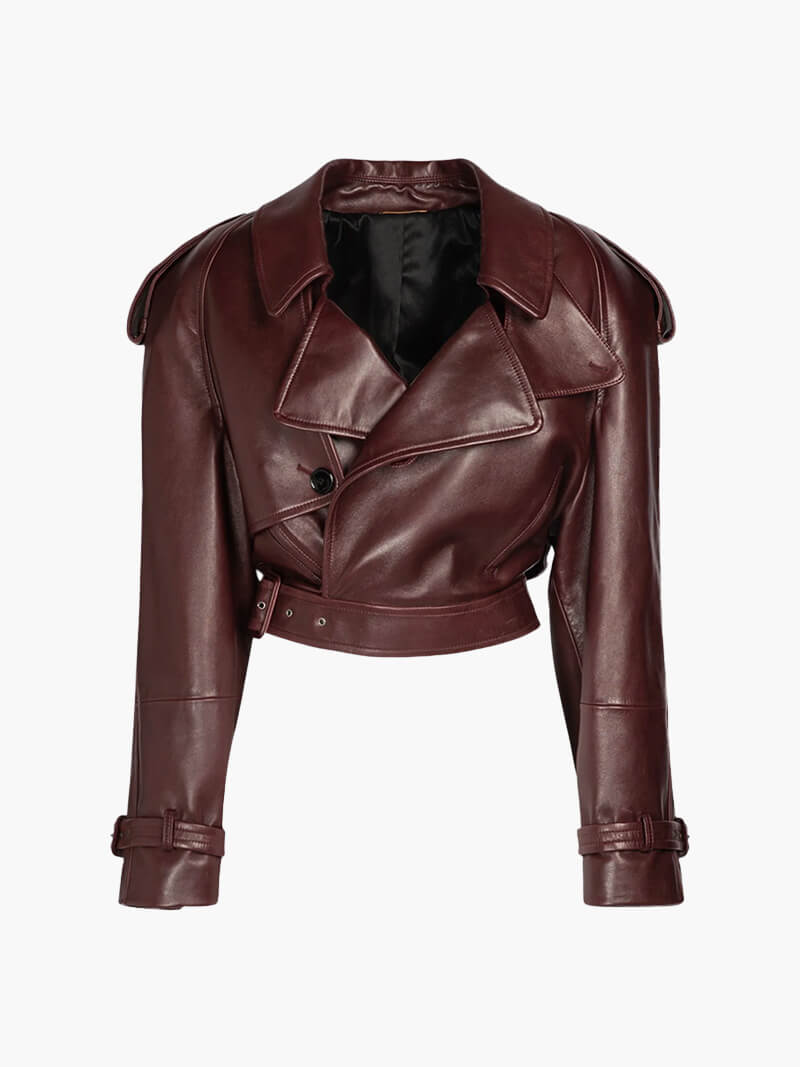 Jacka i konstläder | Cropped | Bälte | Faux Leather Jacka | Damjackor-Eva Jonsson