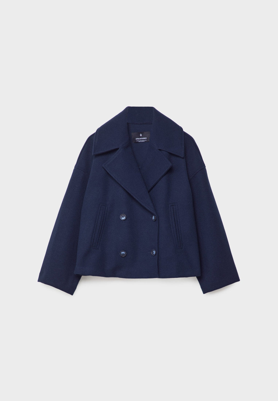 Jacka i ullblandning - Oversized - Dubbelknäppt - Kort ulljacka - Ullkappa för dam-Eva Jonsson