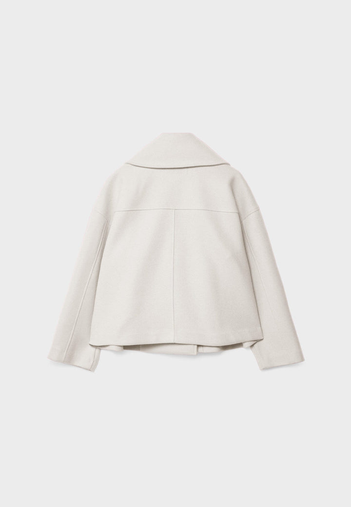 Jacka i ullblandning - Oversized - Dubbelknäppt - Kort ulljacka - Ullkappa för dam-Eva Jonsson