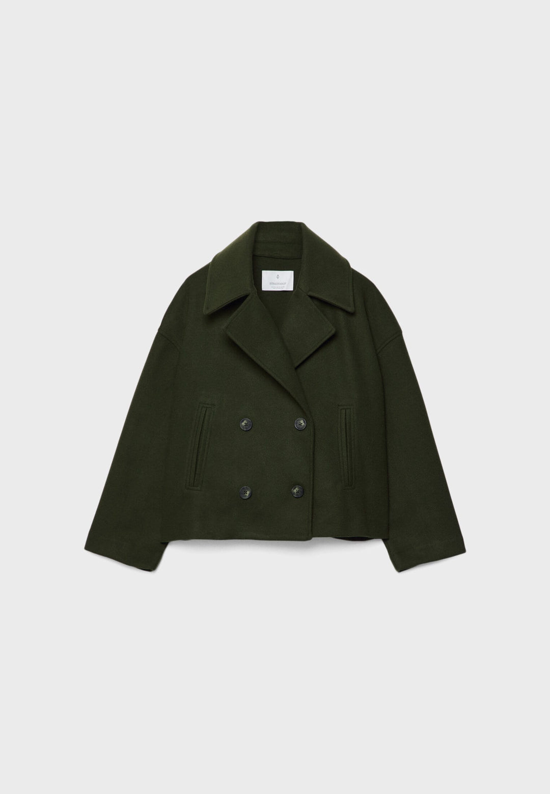 Jacka i ullblandning - Oversized - Dubbelknäppt - Kort ulljacka - Ullkappa för dam-Eva Jonsson