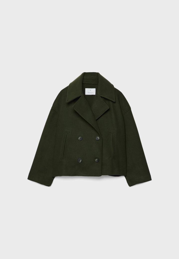Jacka i ullblandning - Oversized - Dubbelknäppt - Kort ulljacka - Ullkappa för dam-Eva Jonsson