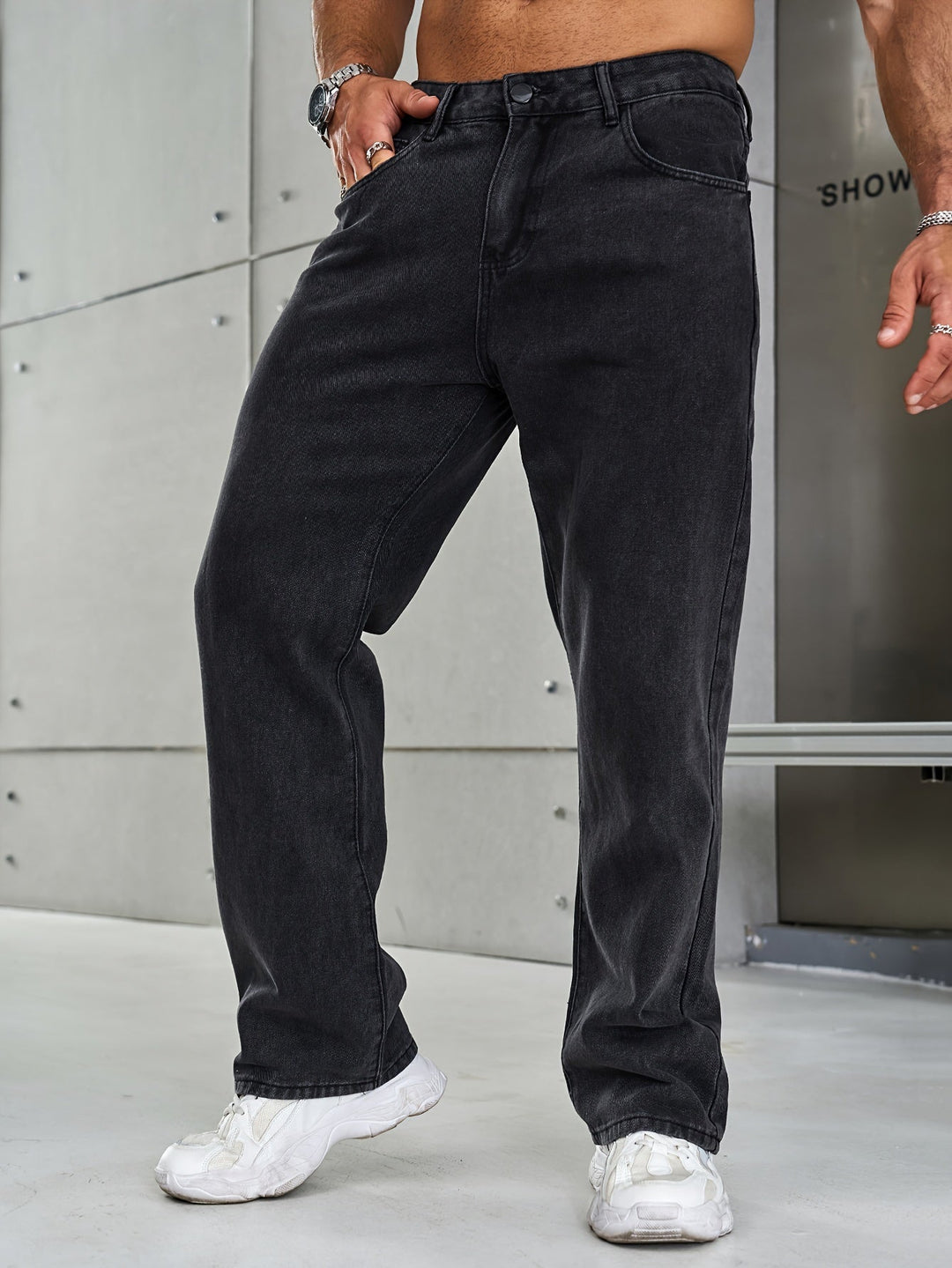 Jeans för män - Stretch - Raka ben - Loose Fit Jeans - Baggy Jeans-Eva Jonsson