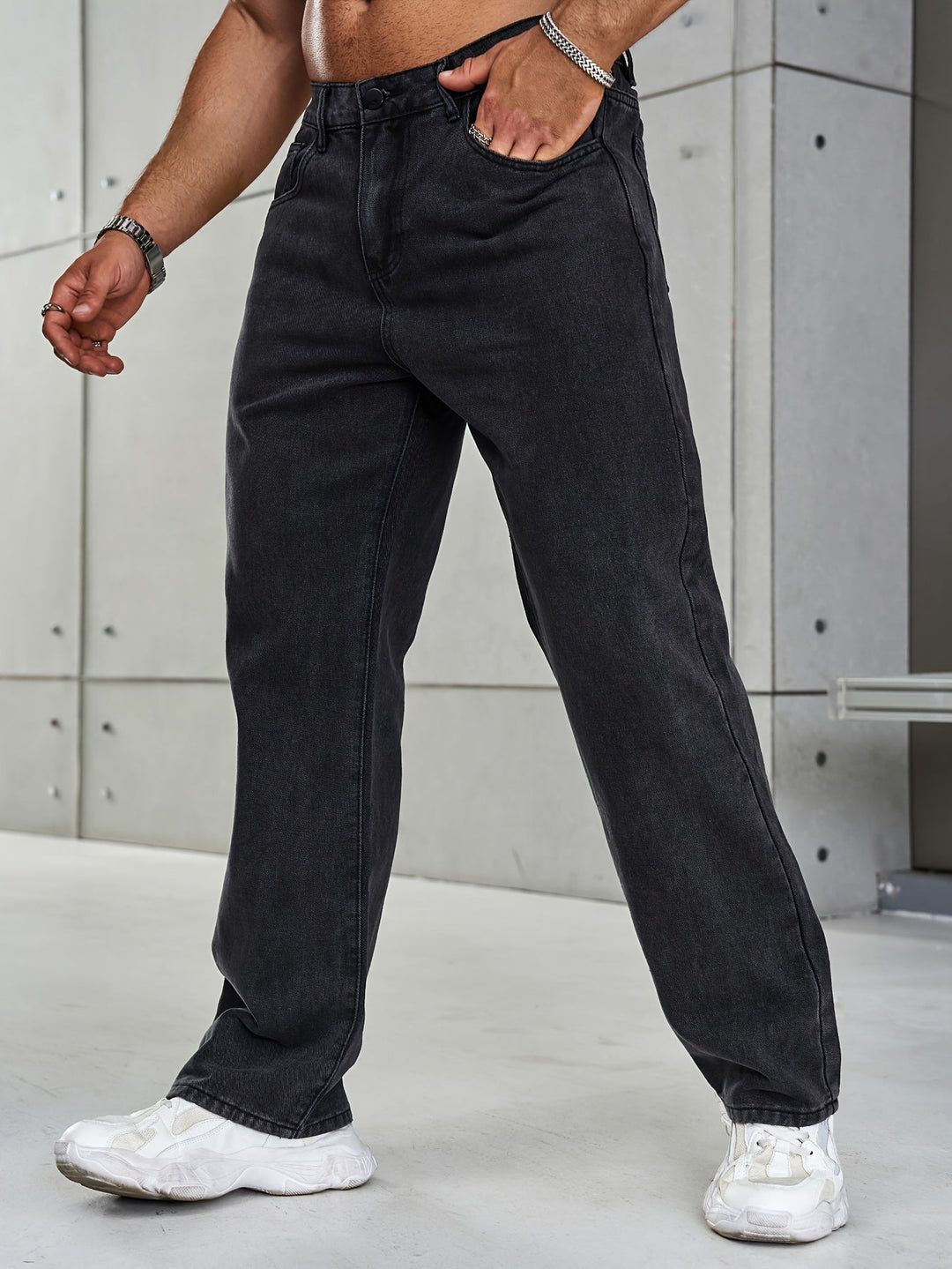 Jeans för män - Stretch - Raka ben - Loose Fit Jeans - Baggy Jeans-Eva Jonsson
