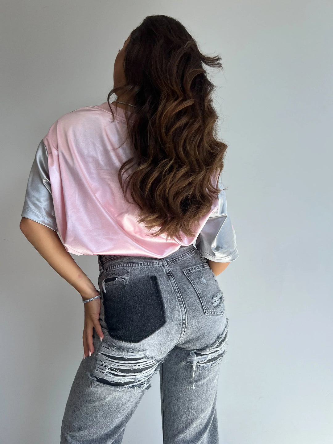 Jeans med hög midja | Slitna | Grå | Jeans med Raka Ben | Damjeans-Eva Jonsson