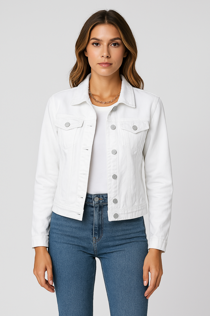 Jeansjacka - Klassisk kort slim fit jeansjacka för damer-Eva Jonsson