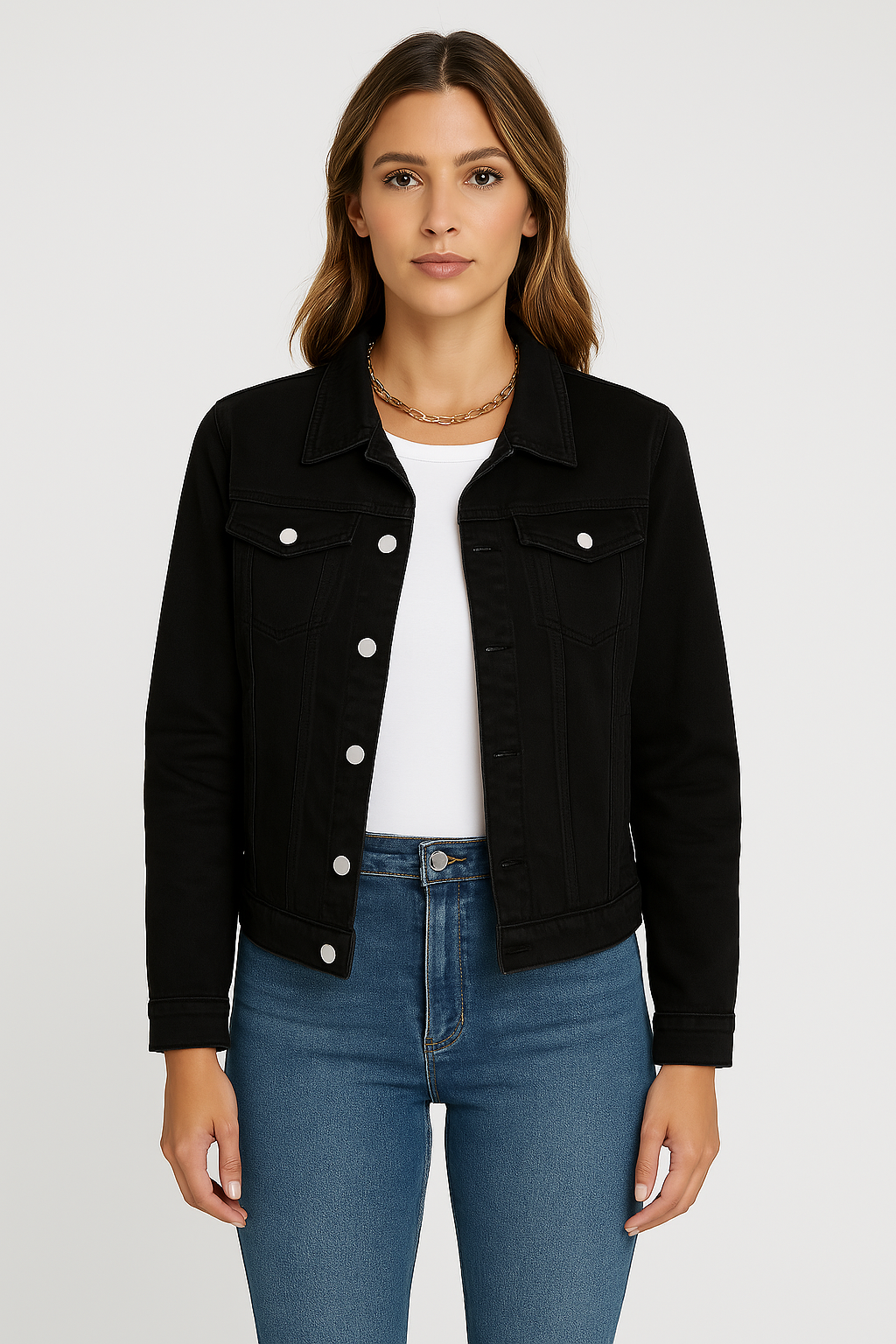 Jeansjacka - Klassisk kort slim fit jeansjacka för damer-Eva Jonsson