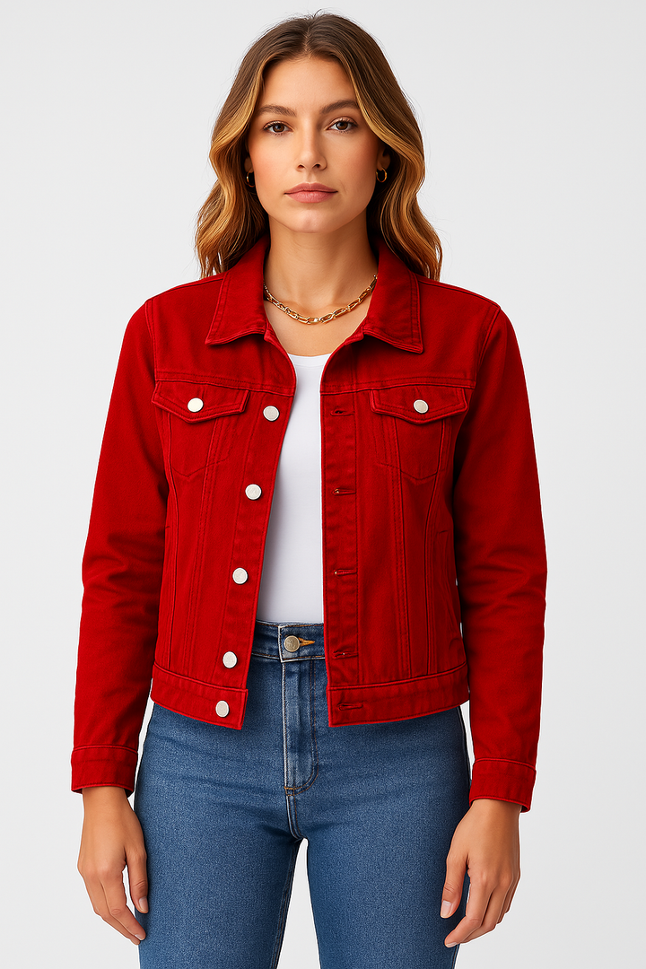 Jeansjacka - Klassisk kort slim fit jeansjacka för damer-Eva Jonsson