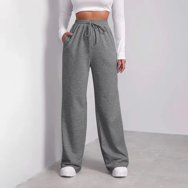Joggers med vida ben | Drawstring | Straight Leg | Sweatpants med vida ben | Joggers för kvinnor-Eva Jonsson